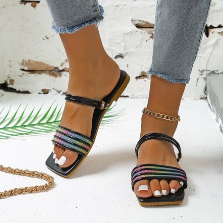 

Penkiiy Women s Color Flat Casual Sandals Comfortable Two Wear Beach Shoes Easy To Put On And Take Off Slippers
