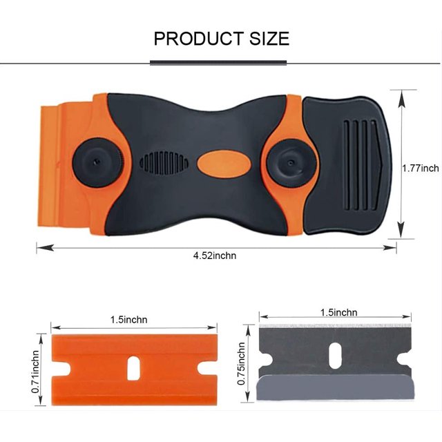 2 raspadores de placa de vitrocerámica con 10 escurridores de plástico + 10 cuchillas de metal, rascador de vitrocerámica para eliminación de etiquetas, naranja LingWen 8390605481468