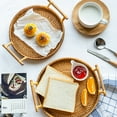thumbnail image 4 of [] Breakfast Tray Basket with Handle  Hand-Woven Fruit Storage Basket Rattan Bread Serving Handcrafted Tray Wicker Basket Bread Fruit Food Breakfast Display 2pcs(L+S), 4 of 6