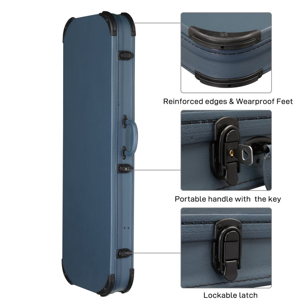 IVV Electric Guitar Hard Case, Rounded-Corner Rectangle Hard-Shell Protective Carrying Case for ST/TL/170 Style/Burning Fire Style Guitars with Lockable Latch and Soft Lining - Blue