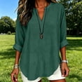 thumbnail image 5 of 3/4 Length Sleeve Womens Tops Womens Tops Women's Oversized T-Shirts Plus Size Tunic Tops Boho Tops for Women Gauze Shirts Work Tops Ladies Tops And Blouses Ladies Summer Tops Summer Blouses Green, 5 of 7