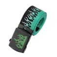 thumbnail image 1 of Flame Print Cotton Metal Belt Adjustable Length For Men Women Punk Rock Street Style Hip Hop Clothing Accessory, 1 of 4