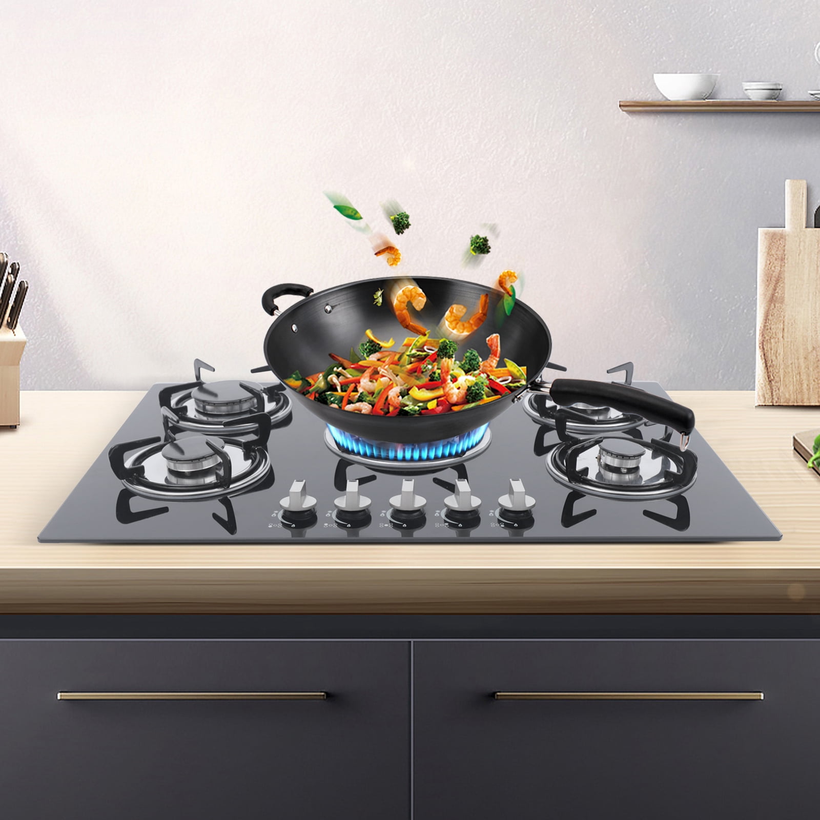 5 Burners Built-In Stove Top Gas Cooktop Burner Kitchen Cooktop Gas Cooking for Homes or Restaurants