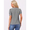 thumbnail image 4 of DARING DIVA Women's Short Sleeve Button Down Peter Pan Collar Plaid Shirt XL Black, 4 of 6