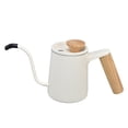thumbnail image 3 of Cafetera de goteo con mango de acero inoxidable, boquilla de cuello de cisne largo, tetera de goteo, cafetera, tetera, color blanco mate, 350 ml, 3 of 14