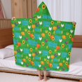 thumbnail image 5 of Rooster and Pumpkin Green Pattern Hooded Bath Towel Wrap for Teens Ages 3 To 12, Soft Lightweight Quick Dry Microfiber Bath Beach Pool, 60"x35", 5 of 6