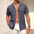 thumbnail image 3 of Zimjoy Men's Casual Short Sleeve Button Down Dress Shirt Beach Summer Shirt, Navy 2XL, 3 of 4