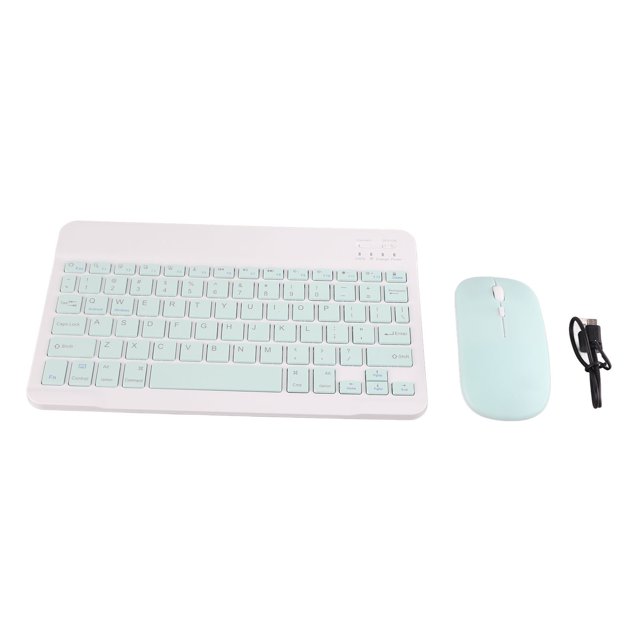 Juego de teclado Bluetooth de 10 pulgadas con carga USB, teclado inalámbrico ultrafino y silencioso con mouse DPI para teléfono celular, computadora portátil, color verde