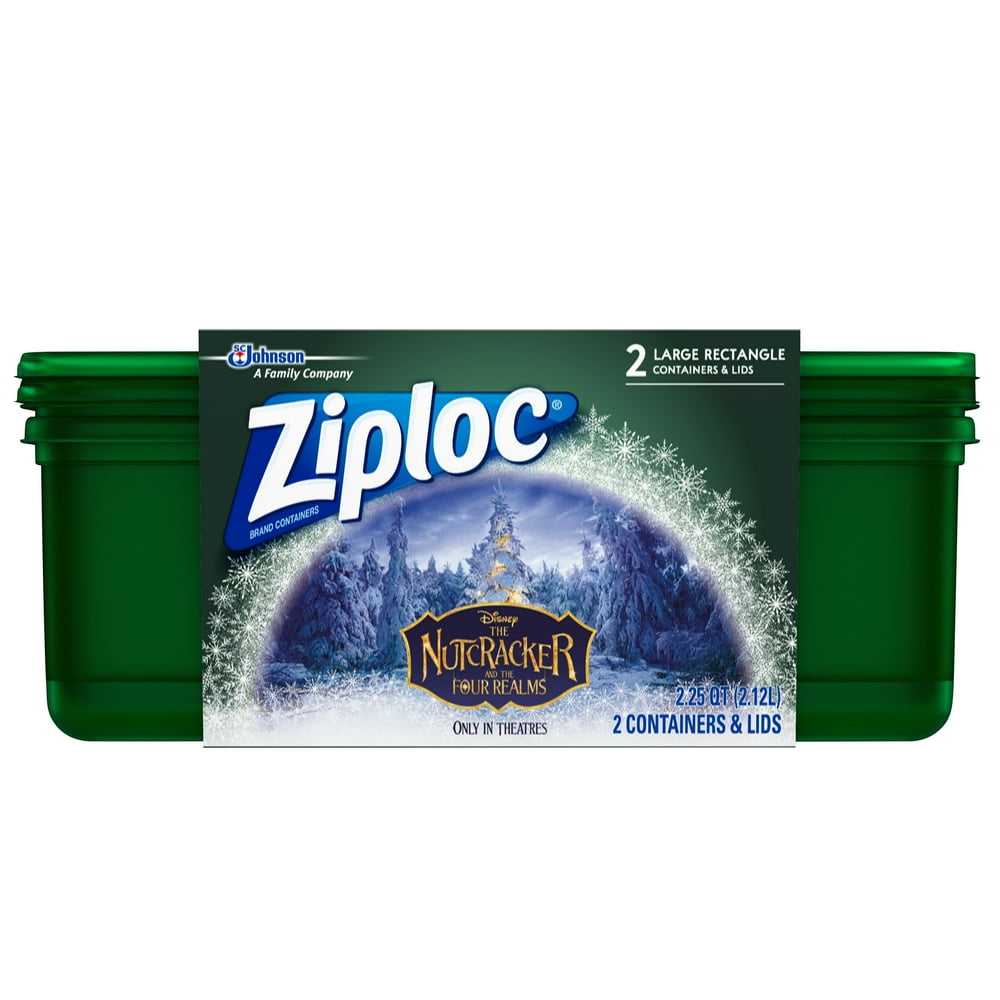 Ziploc Brand Holiday Food Storage Containers, Large Rectangle, 2 Count