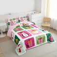thumbnail image 3 of Manfei Kawaii Snowman Plaid Queen Comforter Set for Kids Girls, Merry Christmas Gifts Bedding Sets, Winter New Year Festival Bedding Comforter Set, Luxury Bedroom Decor, Reversible 3-Piece, 3 of 8