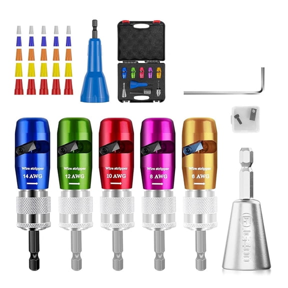 Regulations Wire Stripping for Drill, Wire Stripping Tool & Wire Twisting Connector Set,Wire Twister Tool for Drill 8pcs