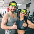 thumbnail image 3 of Jamaica Sports Headbands Sweatbands Non Slip Sweat Bands Athletic Workout Fashion Wide Hair Bands For Men Women, 3 of 7