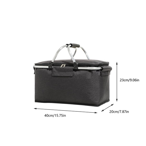 Bolsa térmica aislada con marco de aluminio,cesta térmica portátil para picnic,camping,barbacoa,eventos deportivos,bolsa de compras plegable para viajes,playa,comestibles,bolsa térmica con