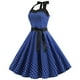 thumbnail image 1 of Moda para mujer A Line Flare Vintage Dress Halter BowKnot Prom Swing Manga corta Polka Dot Printing Party Dress Fridja  hj751, 1 of 6
