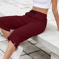 thumbnail image 6 of LWFFDAW Yoga Capri Pants for Women High Waist Drawstring Straight Leg Running Pants Breathable Comfy Gym Athletics Capris with Pockets, 6 of 10