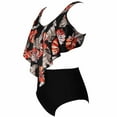thumbnail image 6 of Odeerbi Mommy and Me Tankinis Swimsuits for Women Ruffled Tank Tops Athletic Floral Two Piece Bathing Suit Swimwear Parent-Child Clothing Mother Daughter Beachwear Set Adult Black, 6 of 8