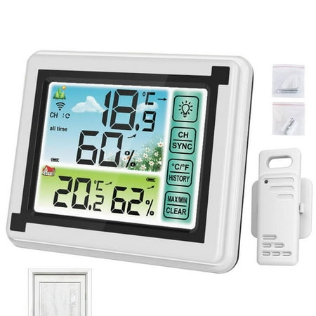 

Peitten Indoor Outdoor Thermometer Wireless Inside Outside Thermometer and Humidity Gauge Digital Wireless Outdoor Thermometer Humidity Hygrometer with Backlight Screen Wireless Weather fashion