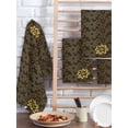 thumbnail image 2 of Brown Golden Floral Kitchen Dish Towels for Drying Dishes Set of 3, Modern Abstract Art Spring Flowers Waffle Weave Microfiber Hand Tea Bathroom Towels Quick Dry & Absorbent Towel 15.7x23.6, 2 of 7