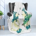 thumbnail image 4 of Polar Bear Soft Flannel Fleece Throw Blanket, Friends with Christmas Acessories and Big Green Fish North Pole, Cozy Plush for Indoor and Outdoor Use, 50" x 60", Pale Yellow Green Teal, by Ambesonne, 4 of 5