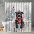 thumbnail image 2 of Playful Rat Terrier Welcomes Winter Snowy Day with Cardinal Bird Shower Curtain Terrier Dog Lover Waterproof Bathroom Bathtub Curtain - 12017, 2 of 5
