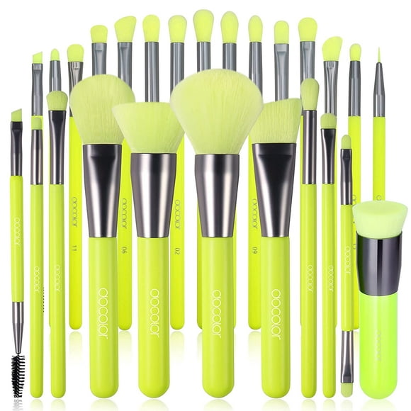 Neon Green Collection Makeup Brushes Set with Eyeshadow Brushes Set with Foundation Brush