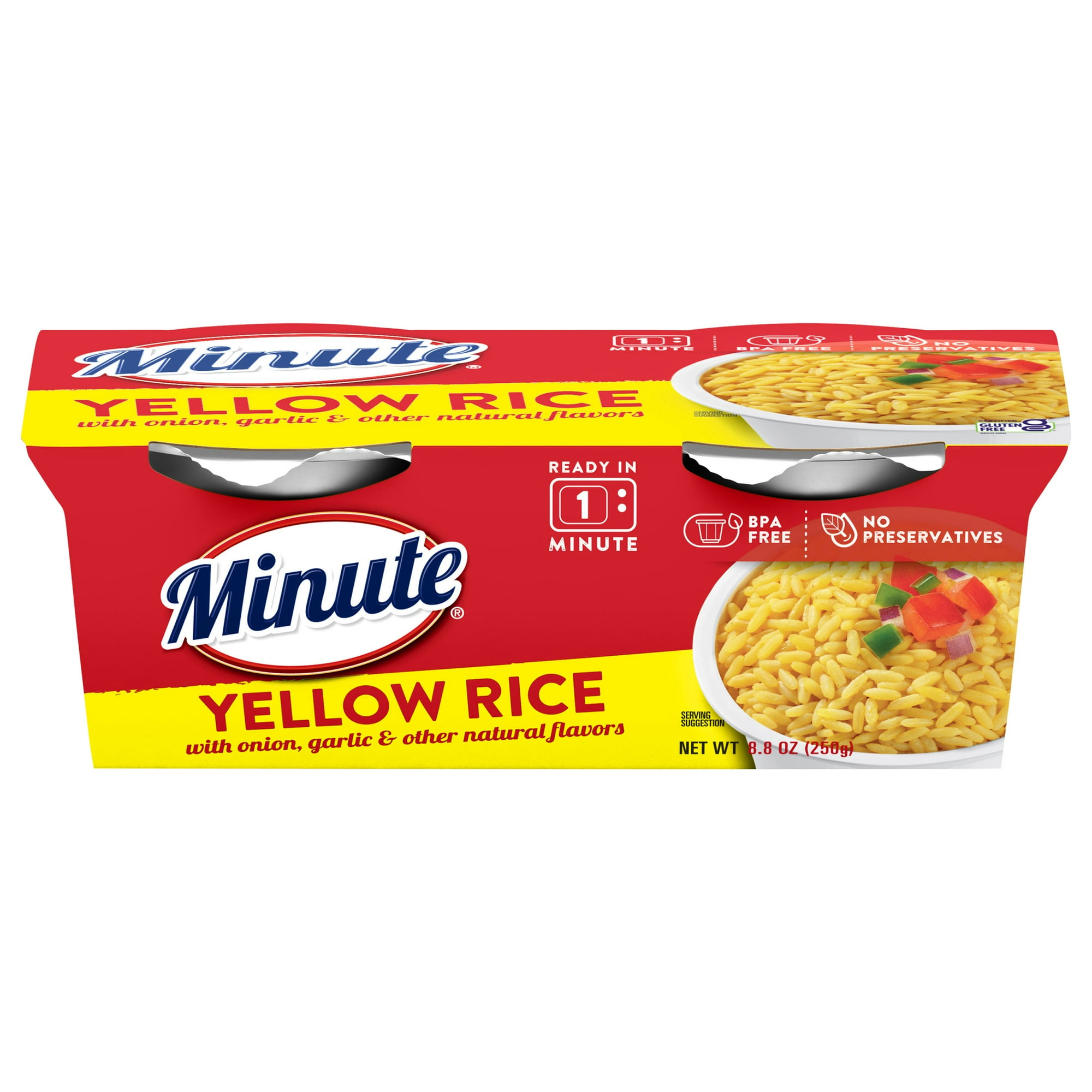 Minute Ready-to-Eat Yellow Rice, Microwaveable Rice Cups, 4.4 oz, 2 Count