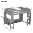 thumbnail image 2 of Harper & Bright Designs Full Size Gaming Loft Bed with Desk and LED, Wood Loft Bed Frame with Storage Shelves and a Hanging Clothes Rack, Gray, 2 of 13