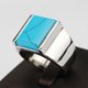 thumbnail image 5 of Anillo de acero de titanio, joyería de acero inoxidable Artificial Rectangular, piedra de dedo de acero, ónices, regalos de personalidad de Ropa, zapatos y accesorios Miscelánea Acero Turquesa Guardurnaity AP015066-04, 5 of 6
