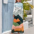thumbnail image 4 of Mountain Forest Landscape Art Women's Long Dress Long Sleeves Dress Vintage Dresses Party Maxi Dress High Waist Dress, 4 of 4