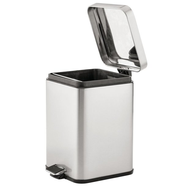 mDesign Square Step Trash Can Garbage Bin, Removable Liner, 1.5 Gallon
