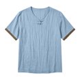 thumbnail image 4 of CUSTG Men Blouse Summer Casual Pullover Tops Tunic Relaxed Fit Short Sleeve Solid Color Shirt, 4 of 4