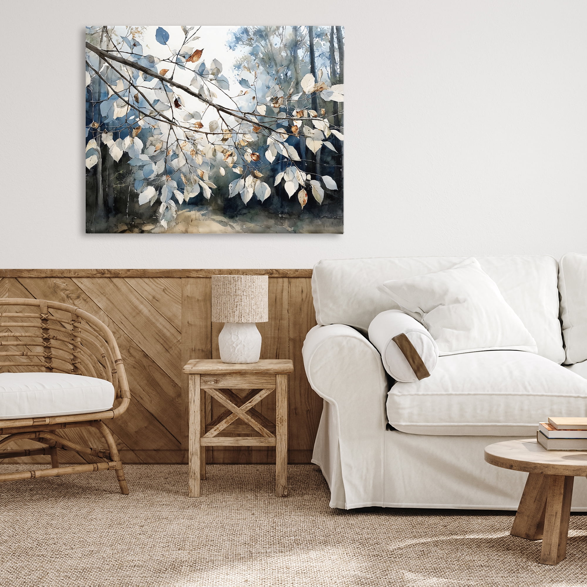 Stupell Industries Blue Fall Branch Leaves Canvas Wall Art, design by Franklyn Gregory