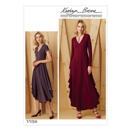 Vogue Patterns Sewing Pattern MISSES' KNIT, V-NECK, DRAPED DRESSES-All Sizes in One Envelope