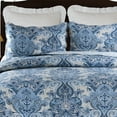 thumbnail image 2 of Navy Damask Floral King Bed Quilt, Reversible All Seasons Bedding, 2 of 4