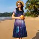 thumbnail image 4 of Disketp Planets Stars And Galaxies1 para Vestido de Manga Corta para Mujeres, Vestidos de Verano para Mujeres, Casual y Holgado para la Playa, 4 of 6