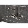 thumbnail image 4 of Kingston Brass KS1266AL Heritage Double-Handle Wall-Mount Bridge Kitchen Faucet, Polished Nickel, 4 of 7