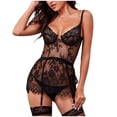 thumbnail image 1 of Gibobby Ropa sexy de mujer para sexo Lencería Sexy para Mujer Vestido De Dormir Profundo Empalme De Encaje Ahueca hacia Fuera Mini Lenceria Body Mujer(Negro, G), 1 of 5