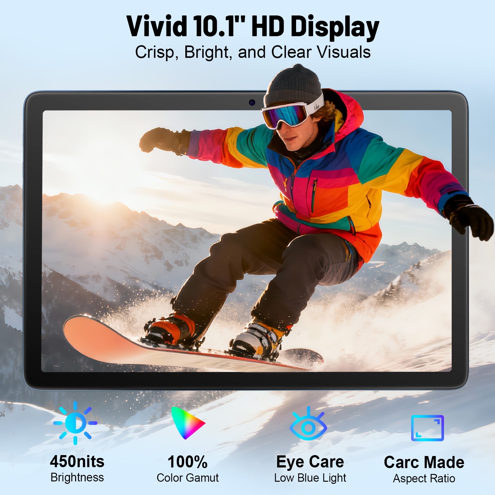 Tablet 10.1 Inch Android 15, 128GB ROM 16GB RAM 1TB Expand 1280x800 HD IPS Touch Screen Android Tablet 8000mAh 5G WiFi, Tablet with Keyboard, Case, Stylus, Dual Speakers, Blue