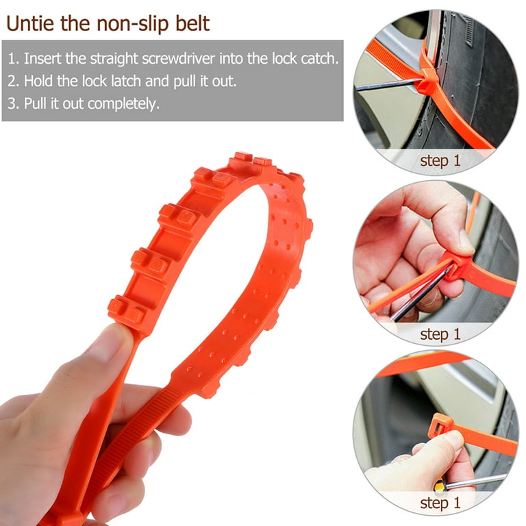 Kritne Anti-skid Wheel Chains,Tire Chains,10pcs Reusable Auto Car Universal  Fit Snow Safety Anti-skid Tire Tyer Chains Thickened Tendons 