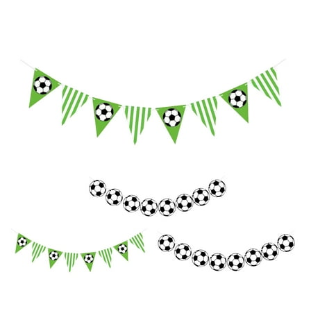 GOOHOCHY  4 Pcs Sports Party Supplies Soccer Birthday Decorations Triangle Football Flags