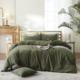 thumbnail image 1 of Ensembles de Literie Vert Taille Grand Housse de Couette Vert Foncé 100 % Coton Lavé, 1 of 9