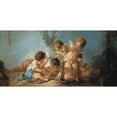 thumbnail image 2 of Jean-François Clermont 24x14 Black Ornate Framed Double Matted Museum Art Print Titled: Group of Six Loves Playing with Flowers (1761), 2 of 5
