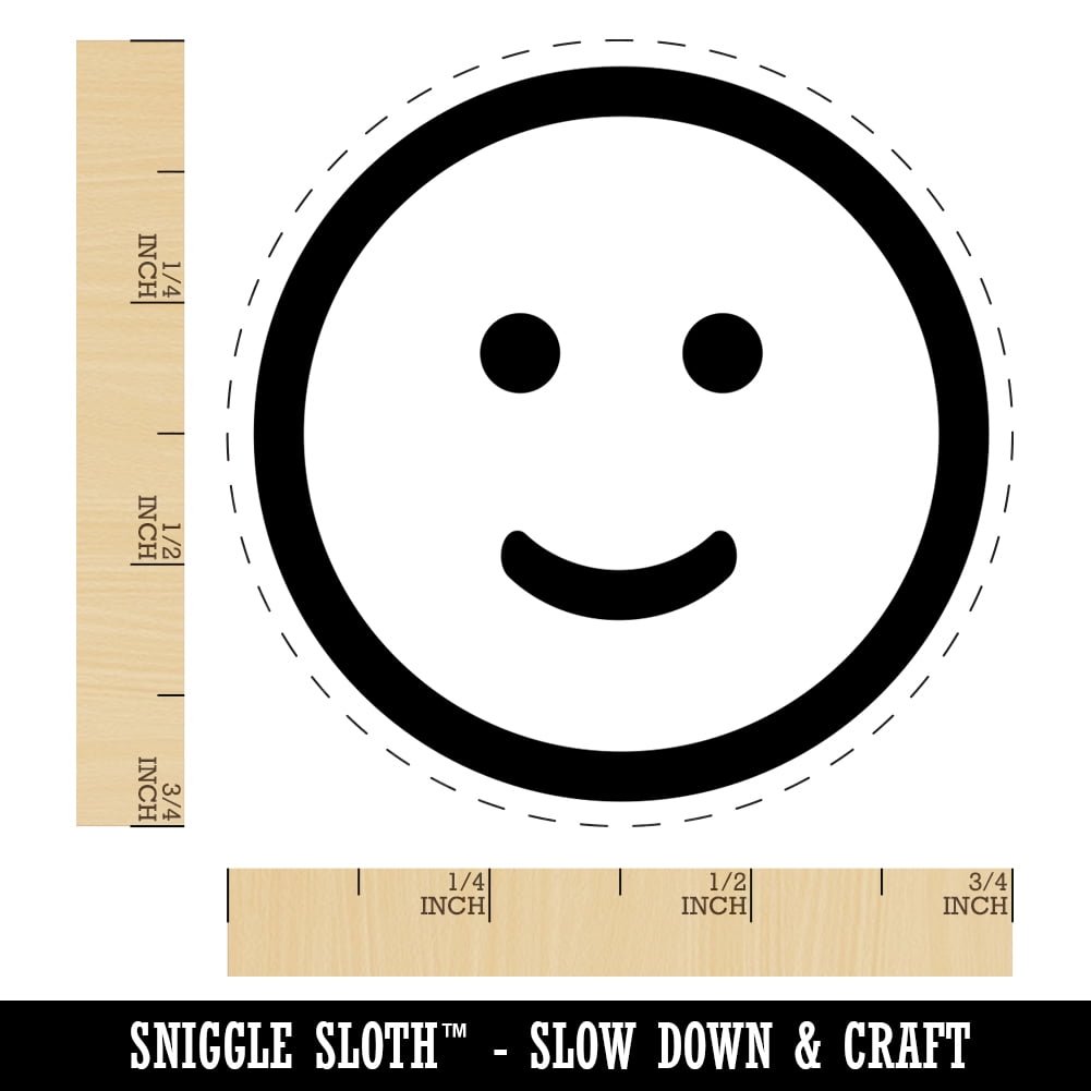 Happy Face Smile Good Job Self-Inking Rubber Stamp Ink Stamper - Blue Ink - Small 3/4 Inch