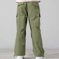 thumbnail image 6 of DJDLJWCJ Teen Boys School Uniform Pants Straight Fit Wide Leg Cargo Pants Elastic Waist Comforty Lightweight Pants Green Size 7, 6 of 6