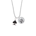 thumbnail image 2 of Delight Jewelry Silvertone Card Suit - Black Spade Silvertone Script Initial Disc - B - Charm Necklace, 20"+3", 2 of 4