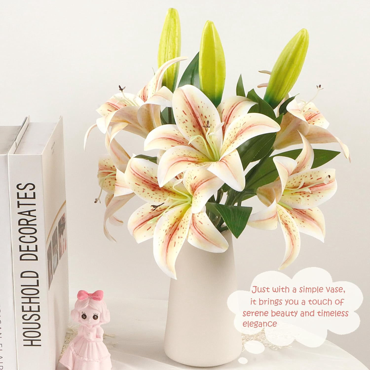 6pcs Tiger Lily Artificial Flowers, 15 Inch Faux Lilies Flower with 2 Blooms and 1 Bud, Latex Real Touch Easter Lily Flowers for Home Décor Centerpiece Wedding Bouquet,Deep Purple
