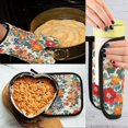 thumbnail image 5 of Yayeee Oven Mitts and Pot Holder Set of 2 Heat Resistant Kitchen Gloves Baking Hot Pad, Orange Japanese Flowers Pattern, 5 of 5
