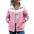 thumbnail image 5 of DYTTDG Women's Zip Up Lapel Collar Jacket, Color Block Long Sleeve Side Pocket Casual Warm Daily Layering Outerwear Coat, 5 of 8