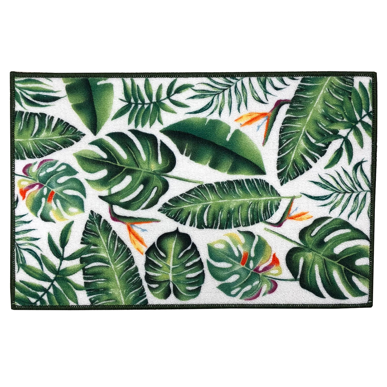 Kitchen Collection Green Leaves Kitchen Rug, GreenWhite, 18x28 Inches
