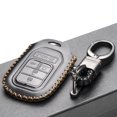 thumbnail image 4 of Vitodeco Genuine Leather Smart Key Keyless Remote Entry Fob Case Cover with Key Chain for Honda Civic, Fit, Accord, Pilot, CR-V (5 Buttons, Black), 4 of 5